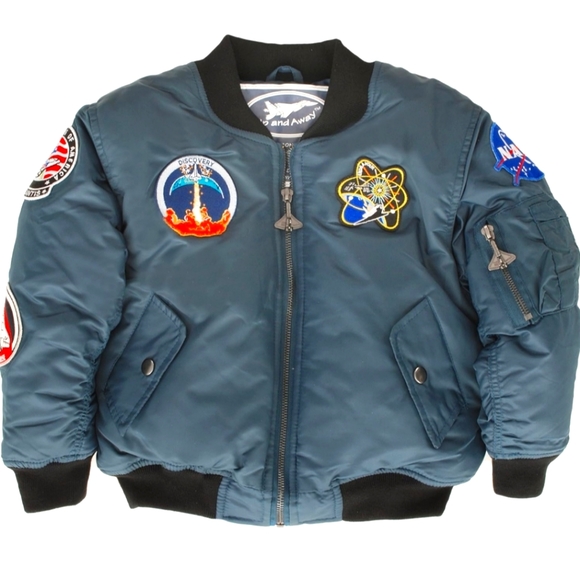 Up and Away NASA Astronaut Space Shuttle Flight Bomber Jacket Multi Patches - Picture 2 of 15